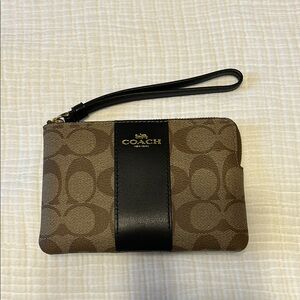 Coach Signature Brown and Black Wristlet